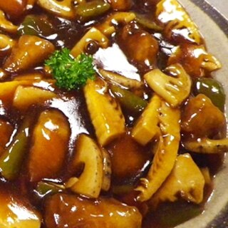 竹の子蓮根椎茸黒酢酢豚